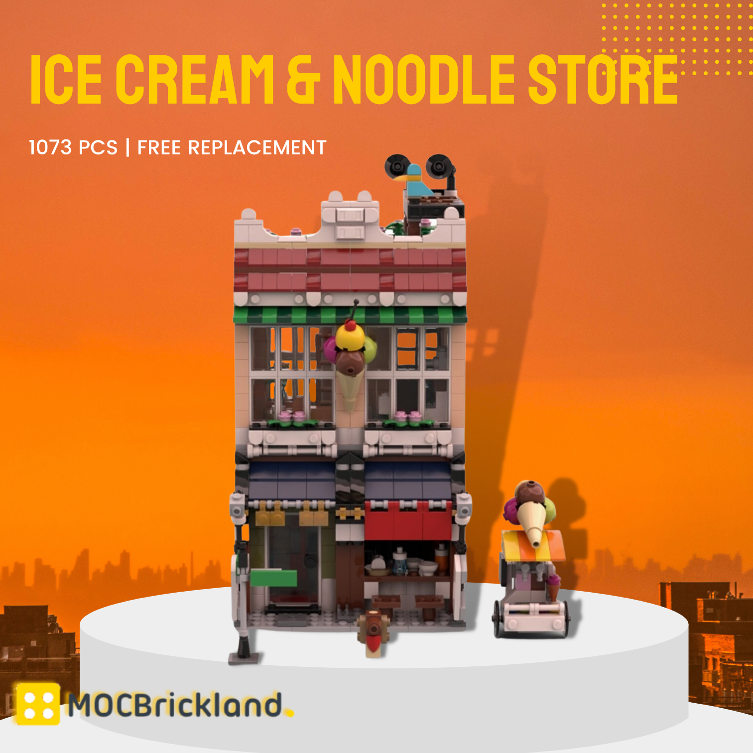 Modular Building MOC-113478 Ice Cream & Noodle Store Street View MOCBRICKLAND