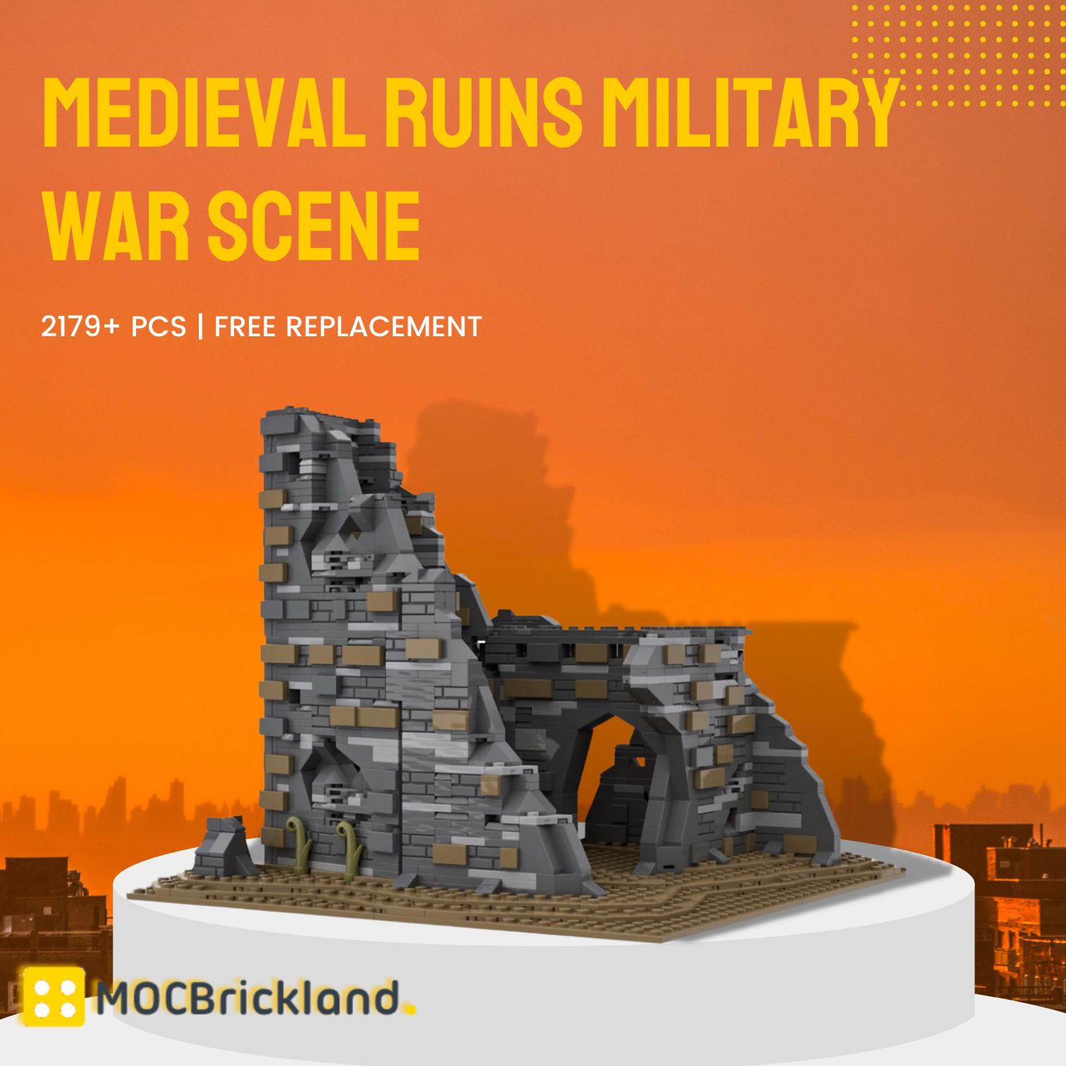 Modular Building MOC-89540 Medieval Ruins Military War Scene MOCBRICKLAND