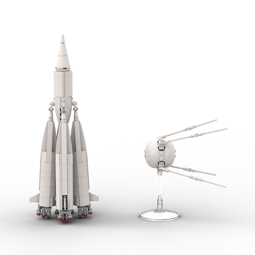 Space MOC-89549 R-7 rocket 8K71PS M1-1PS And Sputnik 1 Of 1957 MOCBRICKLAND
