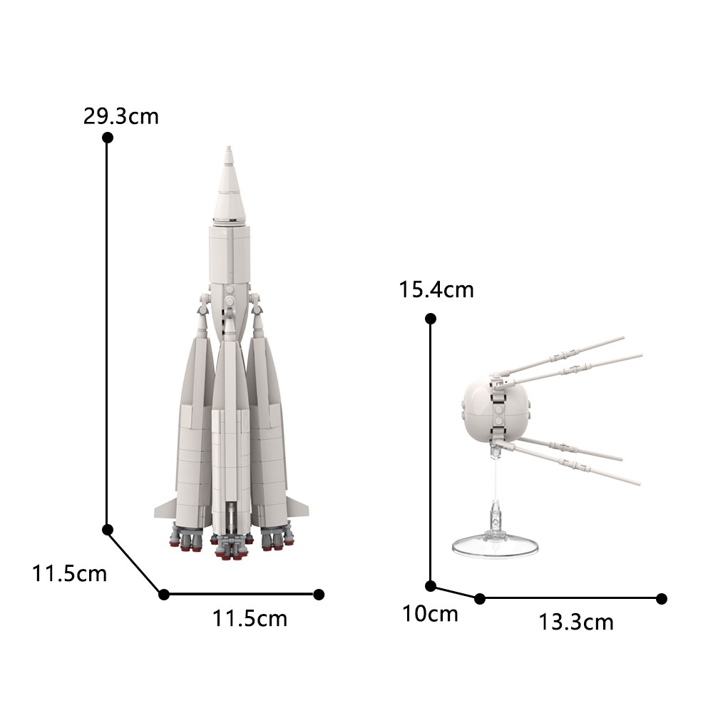 Space MOC-89549 R-7 rocket 8K71PS M1-1PS And Sputnik 1 Of 1957 MOCBRICKLAND