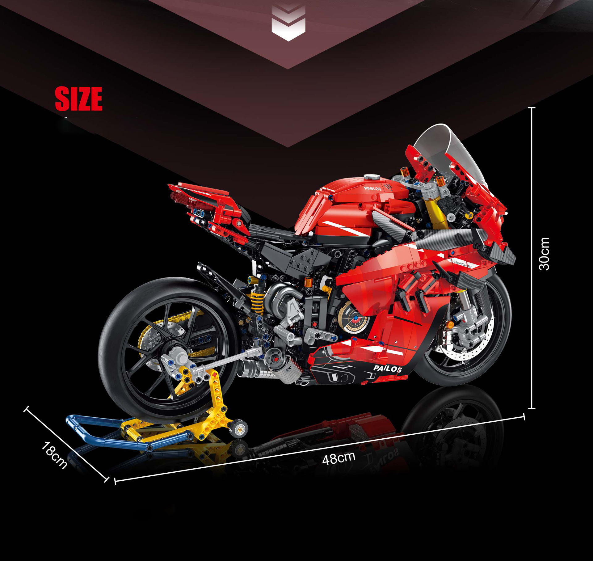 Technic PANLOS 672101 1:5 Red Ducati V4S Motorcycle 