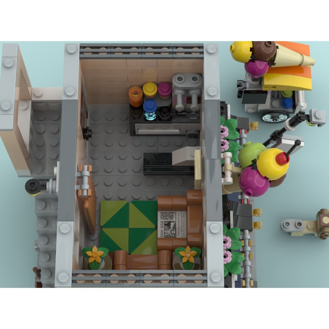 Modular Building MOC-113478 Ice Cream & Noodle Store Street View MOCBRICKLAND