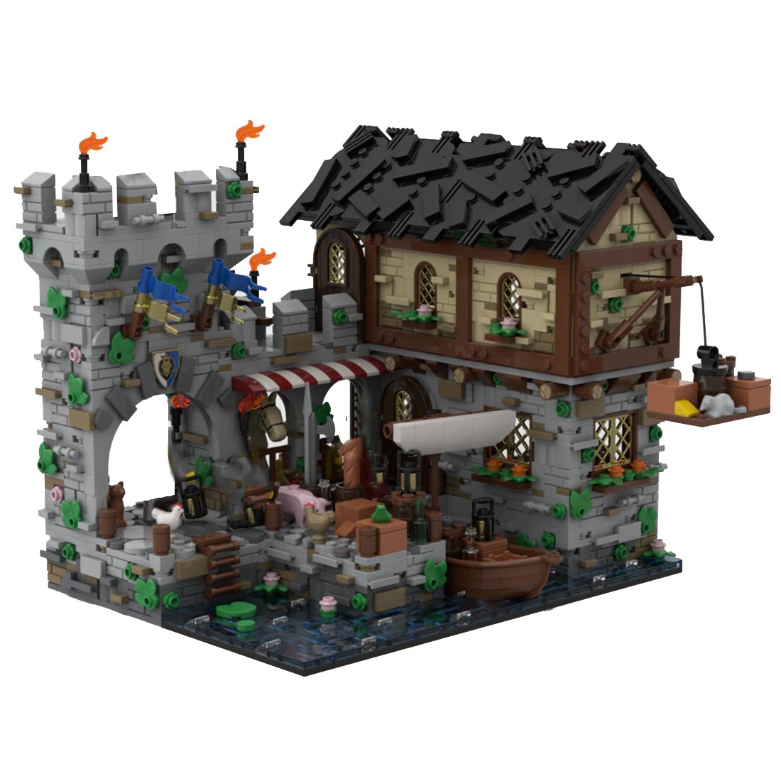 Modular Building MOC-124794 Medieval Harbor Castle MOCBRICKLAND