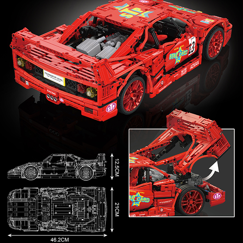 Mould King 13095 Motor Ferrari F40 LM Sports Car 4
